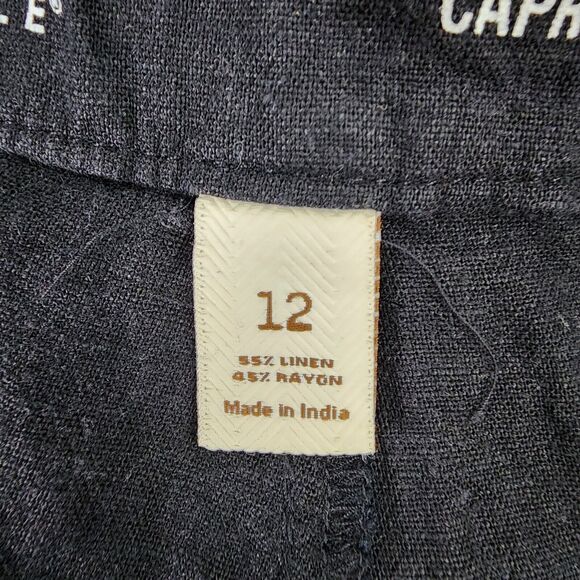 Sonoma Life Style Womens Capri Pants Size 12 Linen Rayon Blend Drawstring Black - Picture 9 of 10